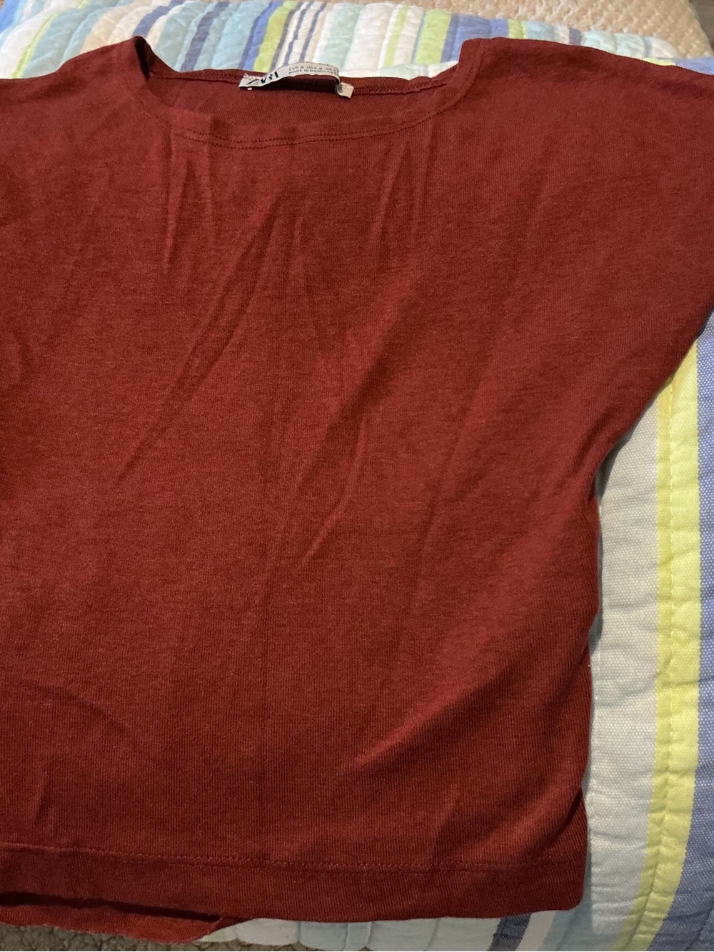 Zara Women's Brick Red Short Sleeve Knit Top